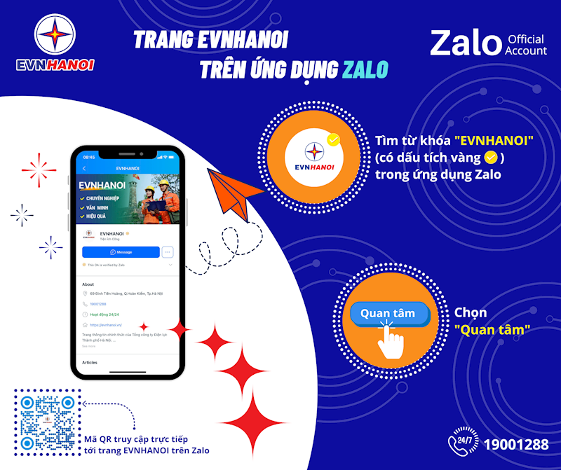 Cách tải trang EVNHANOI trên ứng dụng Zalo