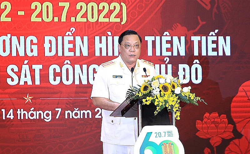Trung tướng Nguyễn Hải Trung, Giám đốc Công an thành phố Hà Nội phát biểu.