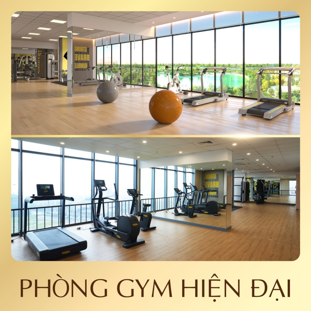 Phòng gym tại tầng 23 đã được trang bị đầy đủ máy tập