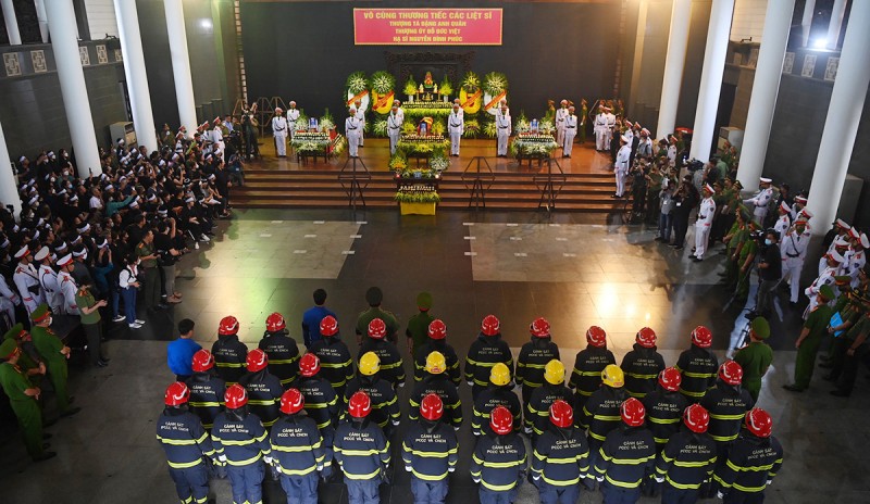 Lễ tang 3 liệt sĩ được tổ chức trọng thể tại Nhà tang lễ số 5 Trần Thánh Tông.