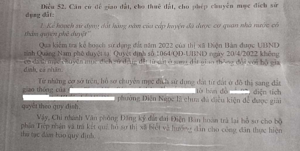 Quảng Nam: Hồ sơ đất đai liên quan đến mở đường giao thông bất ngờ bị "đứng" tại bước cuối cùng?