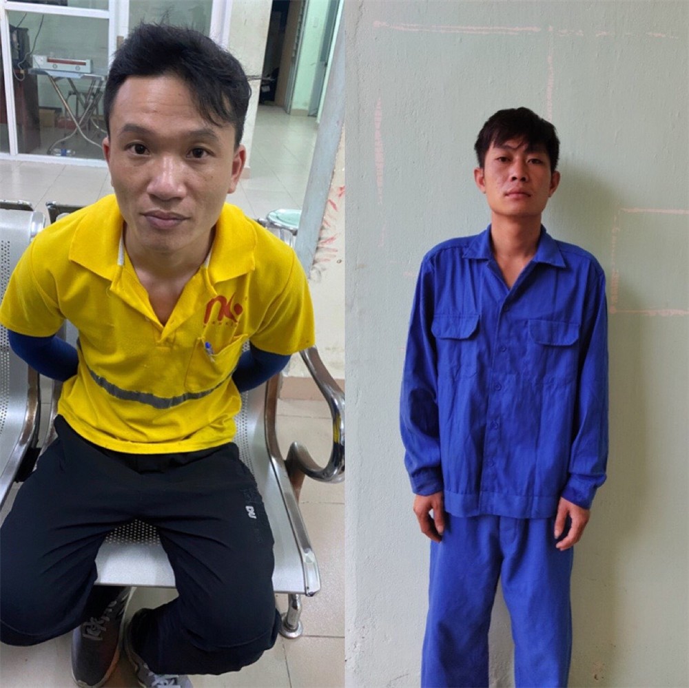 Hai đối tượng truy nã Lý Văn Đèm (áo vàng) và Nguyễn Văn Thiệu