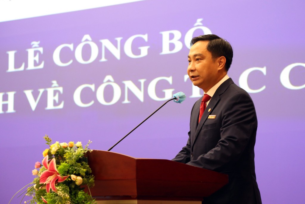 Đồng chí Nguyễn Thanh Nhã phát biểu nhận nhiệm vụ tại Lễ trao quyết định bổ nhiệm.