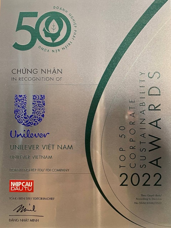 Unilever Việt Nam được vinh danh tại 2 giải thưởng uy tín