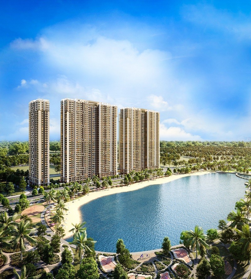 Masteri West Heights sở hữu vị trí kim cương giữa trung tâm đại đô thị Vinhomes Smart City. Ảnh phối cảnh.