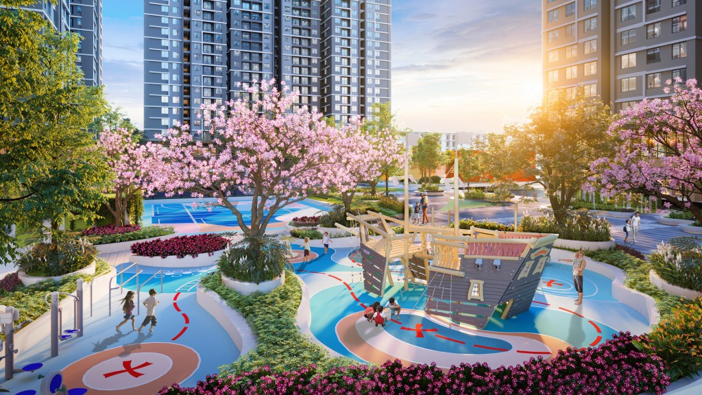 Cư dân nhí của Hanoi Melody Residences có thể thoải mái vui chơi sau giờ học tại khu vui chơi trẻ em