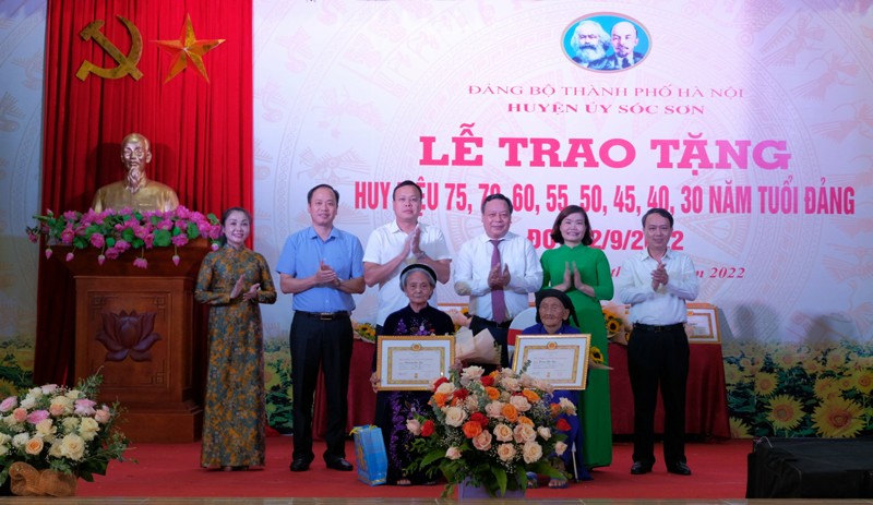Trao tặng Huy hiệu Đảng cho đảng viên lão thành huyện Sóc Sơn