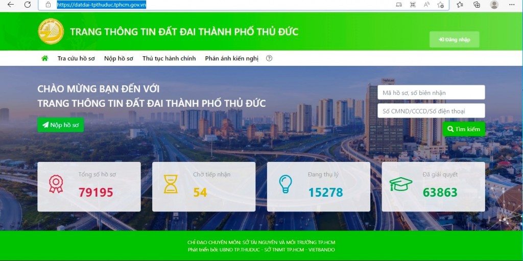 trang thông tin đất đai TP Thủ Đức 