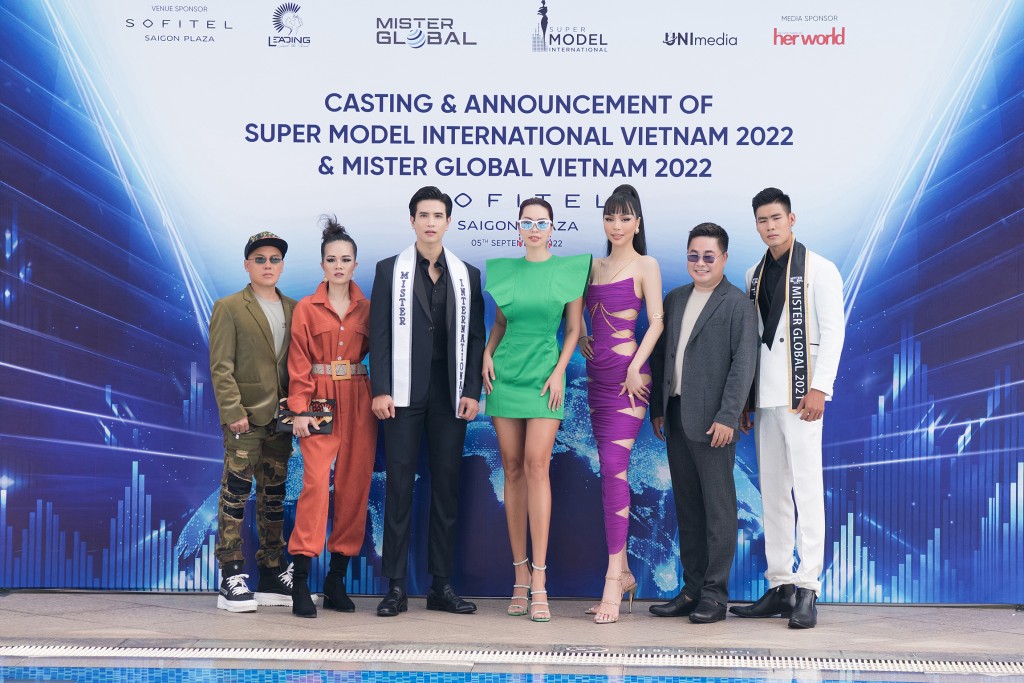Từ trái qua: Cory Dũng Trần, Châu Phan, Trịnh Bảo, Hà Anh, Khả Trang, ông Pradit Pradinunt và Danh Chiếu Linh