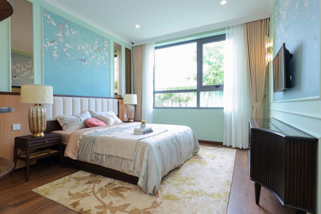 Phòng ngủ với diện tích rộng trong căn hộ 3 phòng ngủ, đảm bảo không gian riêng tư cho các thành viên
