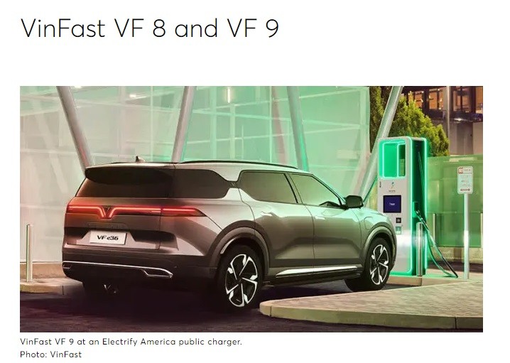 xe điện của VinFast cùng xe của các “ông lớn” như Tesla, Cadillac, Mercedes, Lexus… được đánh giá cao.