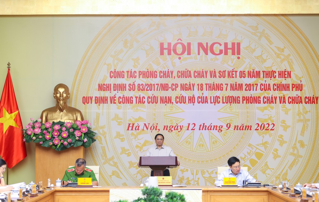 Thủ tướng Phạm Minh Chính chủ trì Hội nghị về công tác phòng cháy, chữa cháy và sơ kết 5 năm thực hiện Nghị định 83/2017/NĐ-CP quy định công tác cứu nạn, cứu hộ của lực lượng phòng cháy, chữa cháy.