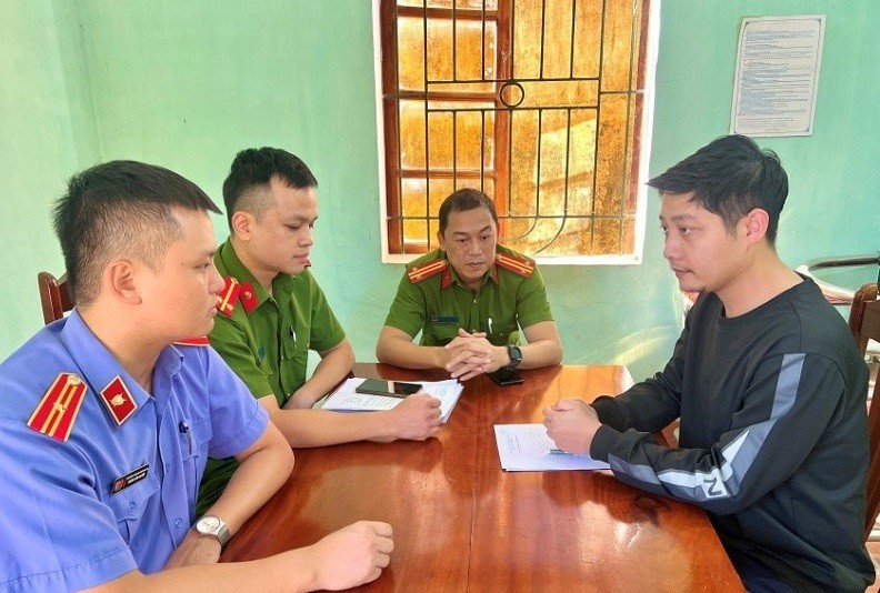 Đối tượng Vương Đình Trung tại cơ quan Công an