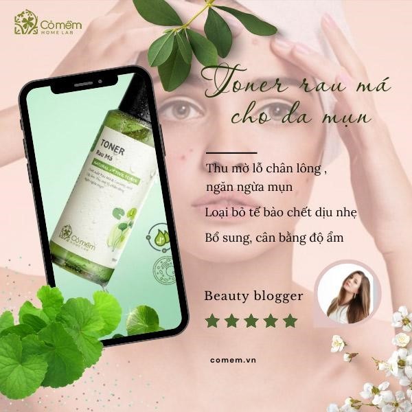 Toner cấp ẩm trị mụn Rau Má Cỏ Mềm