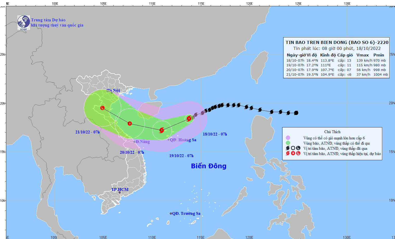 Bão số 6 cách Hoàng Sa khoảng 350km