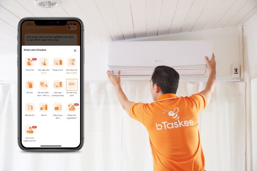 Vệ sinh máy lạnh là dịch vụ được khách hàng tin tưởng và đặt lịch thường xuyên trên app bTaskee