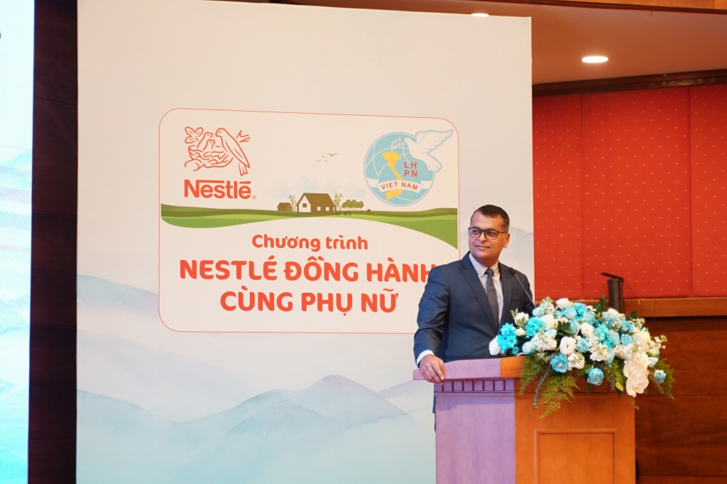 Ông Binu Jacob, Tổng Giám Đốc Nestlé Việt Nam chia sẻ tại buổi Lễ ký kết