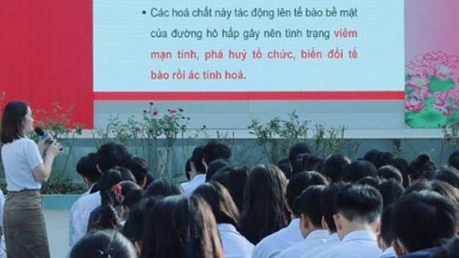 Hà Nội: Ngành Y tế huyện Mê Linh truyền thông cho học sinh về phòng, chống tác hại của thuốc lá