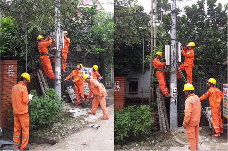 Công nhân đội Kinh doanh dịch vụ thay thế công tơ định kỳ