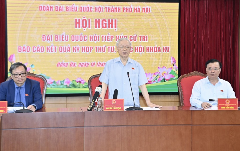 Tổng Bí thư Nguyễn Phú Trọng phát biểu tại buổi tiếp xúc cử tri Hà Nội