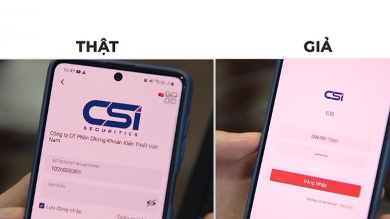 Cẩn trọng với các ứng dụng giả mạo công ty chứng khoán để lừa đảo