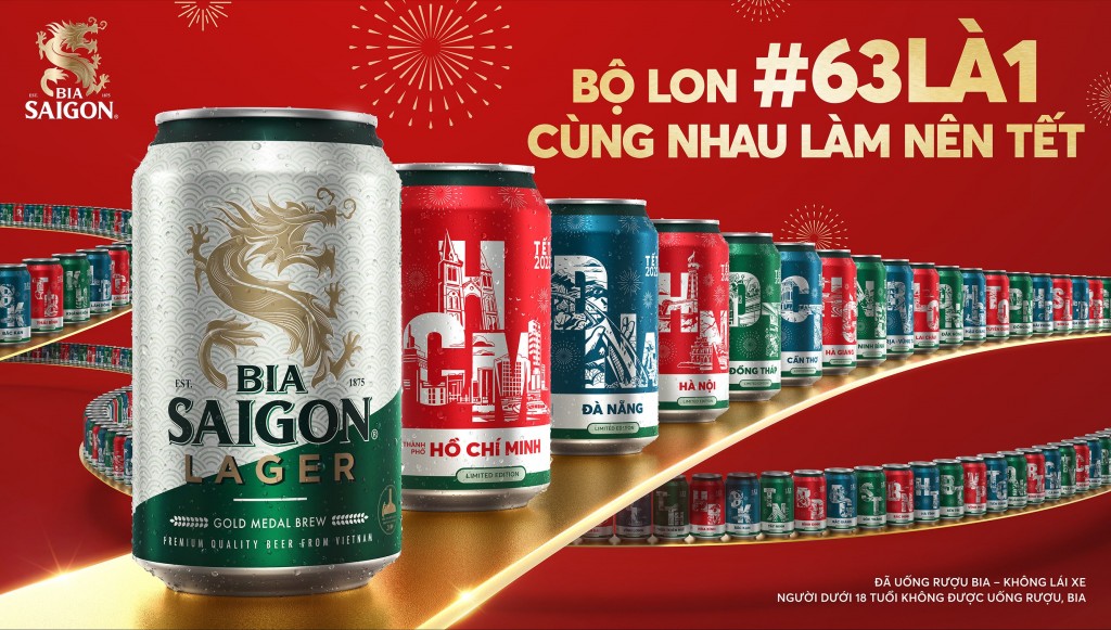 Hình ảnh 63 tỉnh, thành tinh tế trong bộ sưu tập lon Bia Saigon