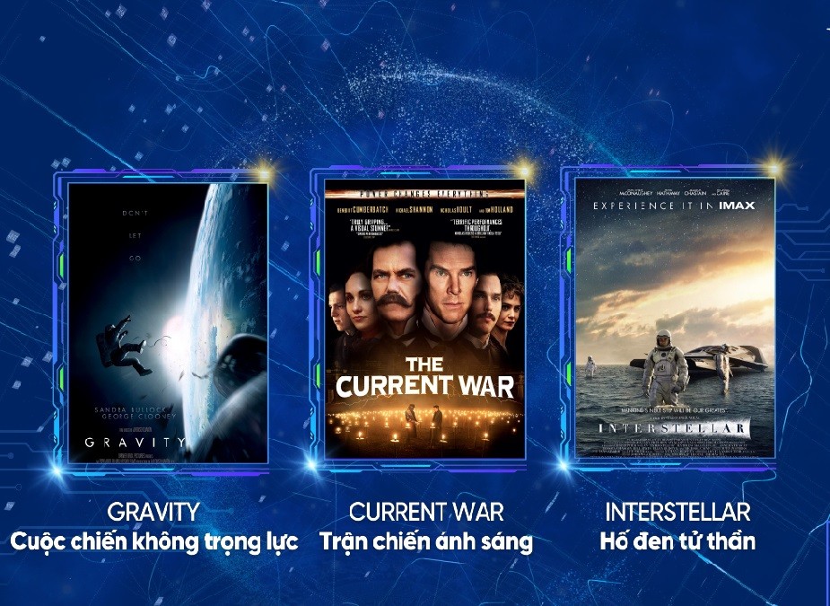 Công chúng sẽ có cơ hội thưởng thức 3 bộ phim Hollywood bom tấn “Gravity”, “Interstellar”, “The Current War” tại hệ thống rạp CGV Cinemas