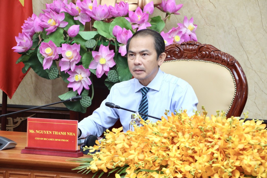 Ông Nguyễn Thanh Nhã – Tổng Giám đốc Công ty CP Phát triển hạ tầng kỹ thuật Becamex - Bình Phước tại hội nghị