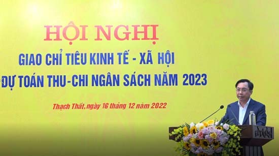 Nguyễn Mạnh Hồng- Phó Bí thư Huyện ủy- Chủ tịch UBND huyện Thạch Thất phát biểu chỉ đạo hội nghị