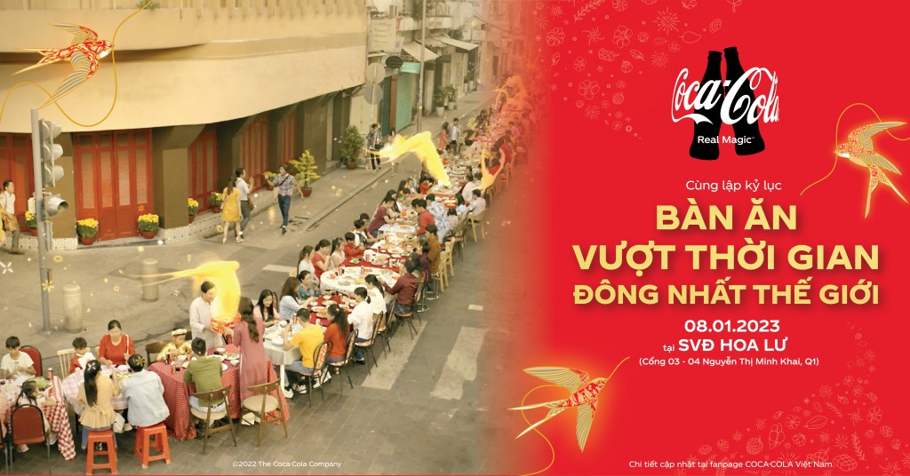 Coca-Cola sẽ có một sự kiện quy mô lớn quy tụ hàng ngàn gia đình và người nổi tiếng để cùng tạo nên một điều kỳ diệu thú vị với Coca-Cola, sự kiện đặc biệt này sẽ diễn ra vào ngày 8 tháng 1 năm 2023.