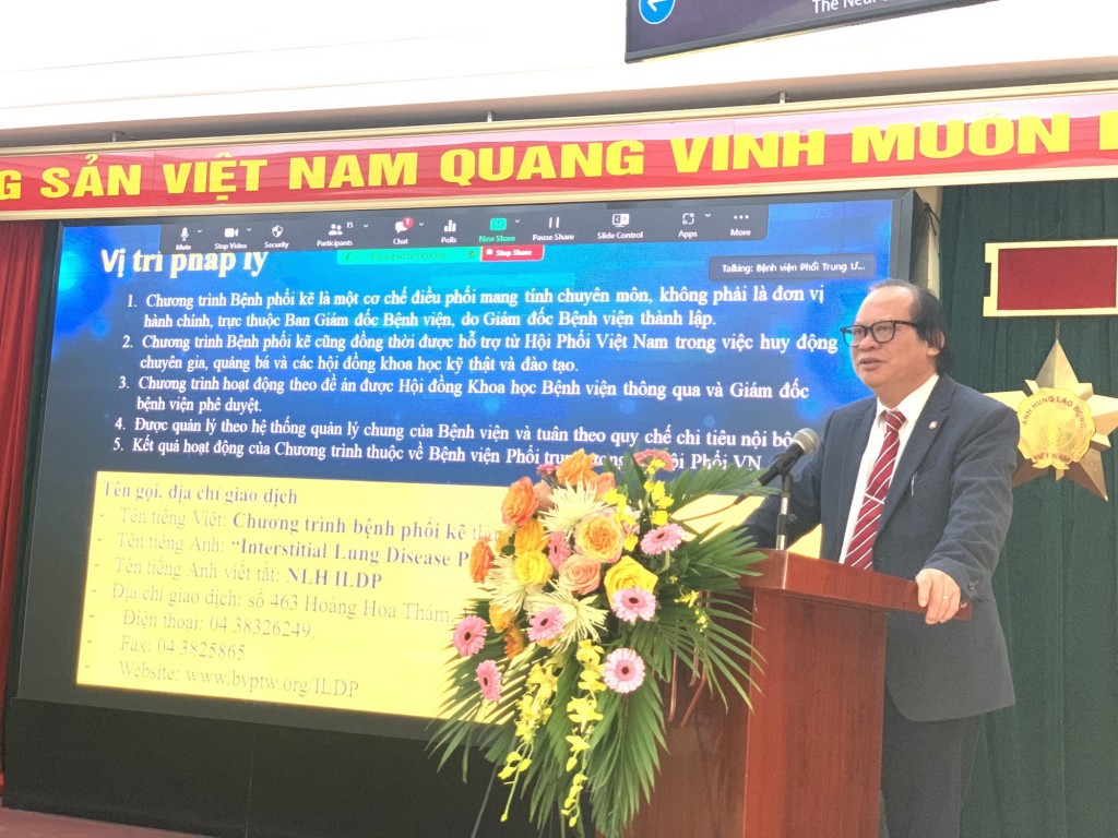 PGS.TS Nguyễn Viết Nhung, Giám đốc BV Phổi Trung ương, Chủ nhiệm Chương trình Bệnh phổi kẽ phát biểu tại buổi ra mắt Chương trình Bệnh phổi kẽ