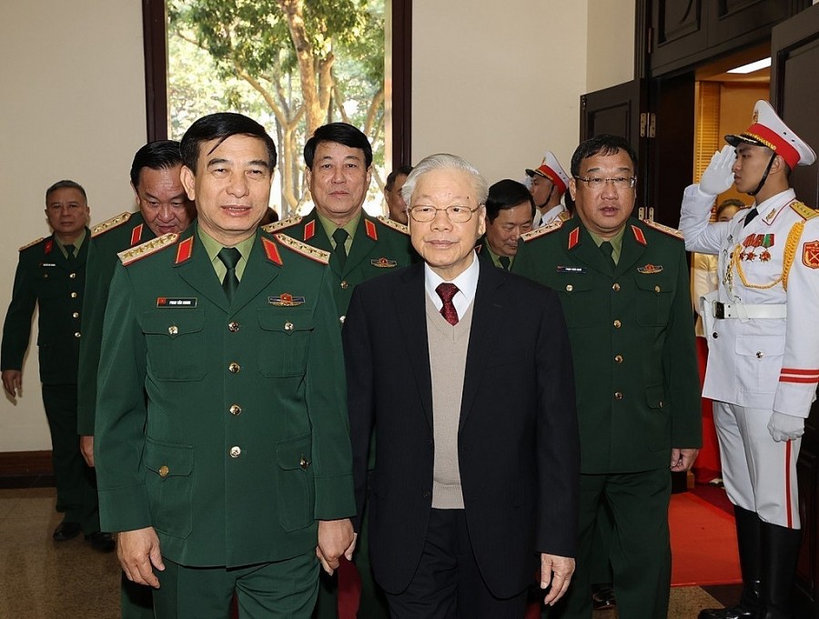 Tổng Bí thư Nguyễn Phú Trọng cùng các lãnh đạo Bộ Quốc phòng