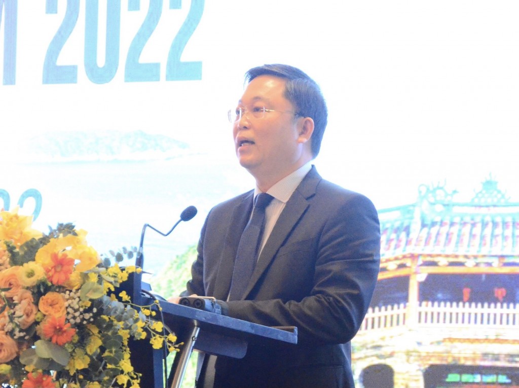 Chủ tịch UBND tỉnh Quảng Nam Lê Trí Thanh nhấn mạnh Năm Du lịch quốc gia 2022 có hơn 210 sự kiện diễn ra trên khắp cả nước, trong đó riêng Quảng Nam tổ chức 73 sự kiện (Ảnh Đ.Minh)