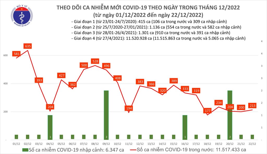 Biểu đồ số ca mắc COVID-19 tại Việt Nam thời gian qua