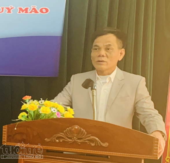 Ông Hoà Văn Sếp - Chủ tịch UBND xã Thái Sơn, huyện An Lão phát biểu cảm ơn Đoàn công tác