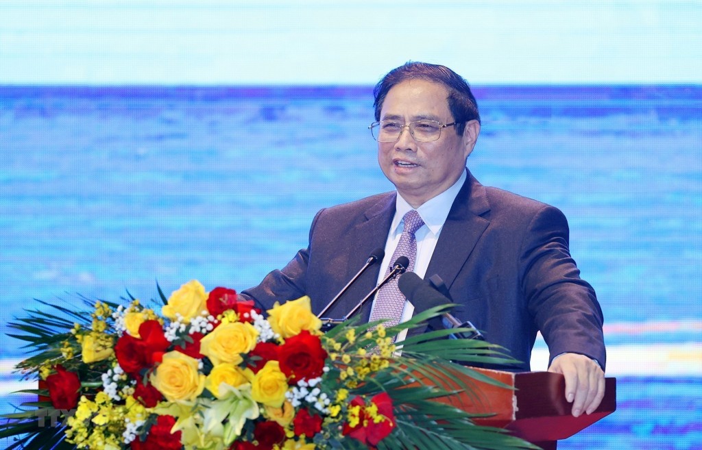 Thủ tướng Phạm Minh Chính phát biểu chỉ đạo tại Hội nghị triển khai nhiệm vụ năm 2023 của Tập đoàn Dầu khí quốc gia Việt Nam. (Ảnh: Dương Giang/TTXVN)