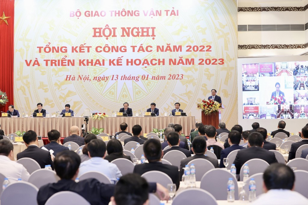 Thủ tướng Chính phủ Phạm Minh Chính dự Hội nghị tổng kết công tác năm 2022, triển khai nhiệm vụ năm 2023 của ngành giao thông vận tải - Ảnh: VGP/Nhật Bắc