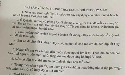 Bài tập nhận được nhiều sự ủng hộ từ dư luận