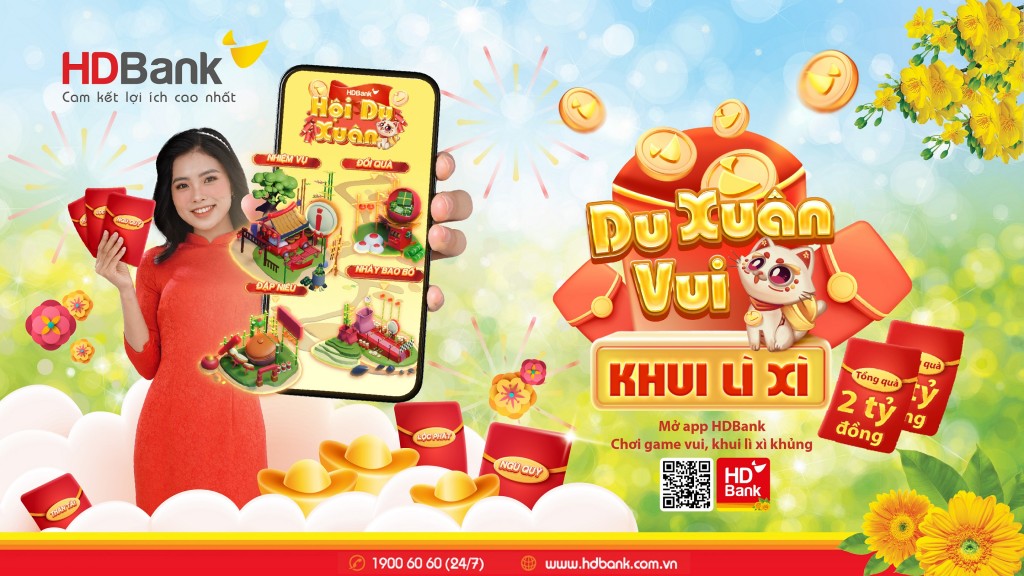 Mở app HDBank, chơi game vui khu lì xì “khủng”