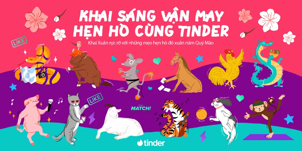 Cùng Tinder khai sáng vận may hẹn hò của 12 con giáp trong năm 2023