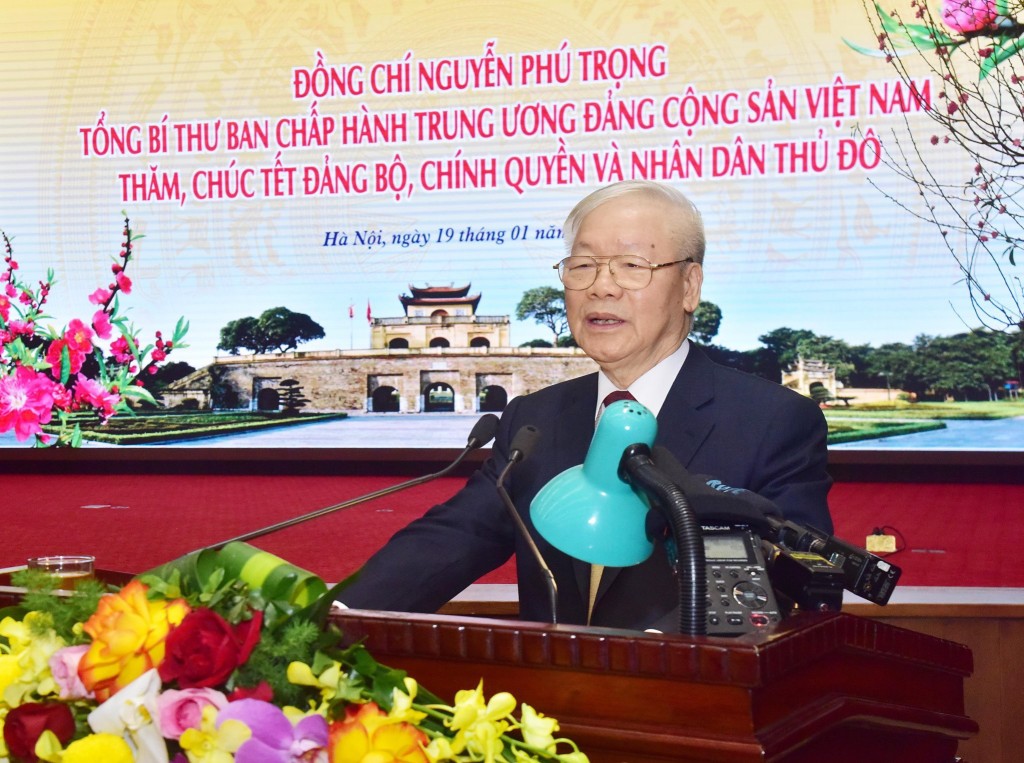 Tổng Bí thư Nguyễn Phú Trọng chúc Tết Đảng bộ, chính quyền và Nhân dân Thủ đô