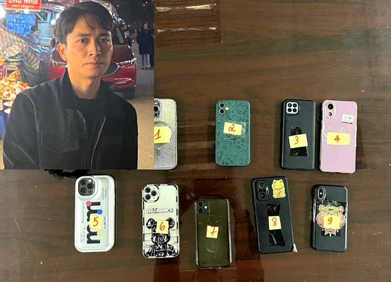 Cảnh sát bắt giữ Chu Văn Dũng cùng số điện thoại đối tượng lấy trộm của du khách