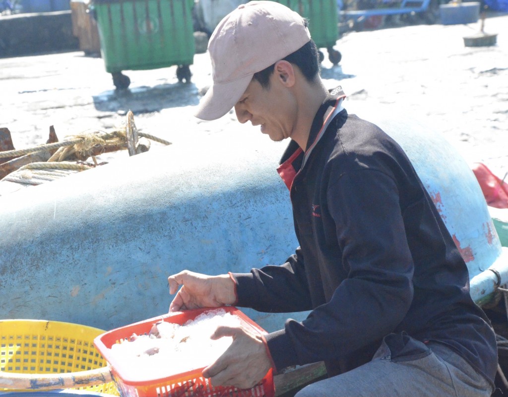 Với ngư dân Đà Nẵng, ra khơi những ngày đầu năm không chỉ đem lại kinh tế mà họ còn cầu mong một năm mưa thuận gió hòa, tôm cá đầy khoang (Ảnh Đ.Minh)