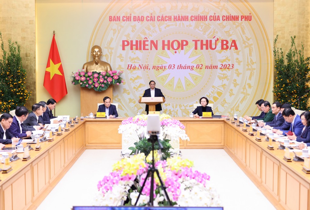 Thủ tướng chủ trì Phiên họp thứ 3 Ban Chỉ đạo Cải cách hành chính của Chính phủ - Ảnh: VGP/Nhật Bắc