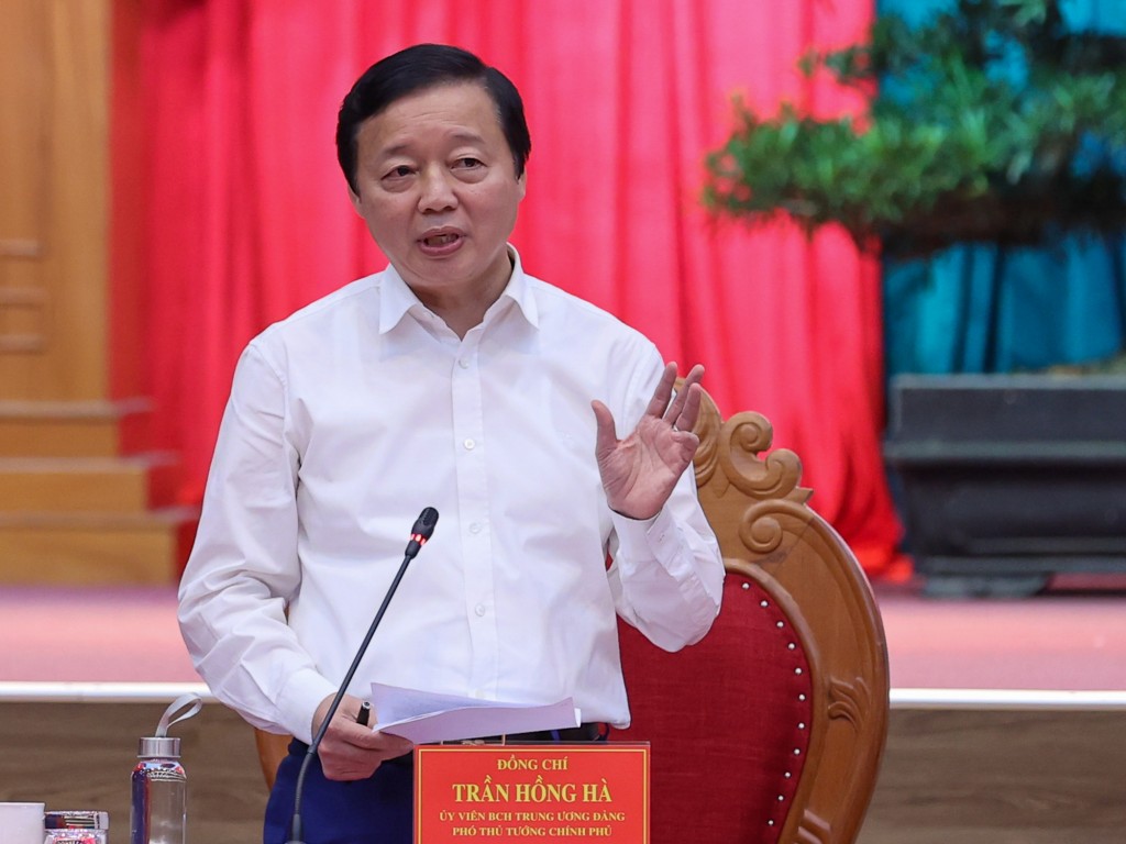 Phó Thủ tướng Trần Hồng Hà phát biểu tại cuộc làm việc - Ảnh:VGP/Nhật Bắc