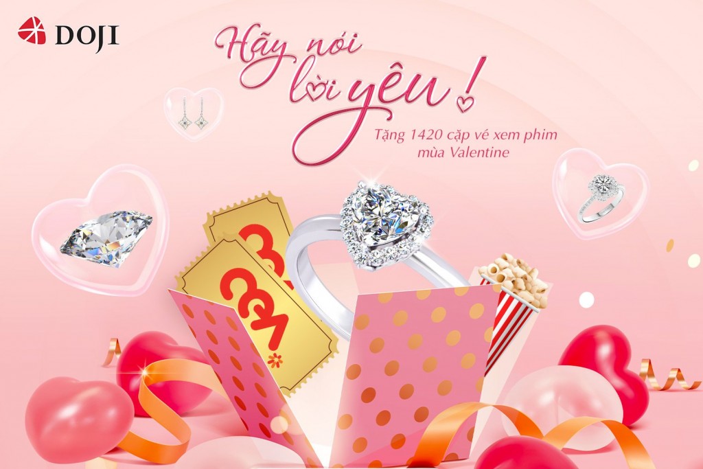 Dịp Valentine cùng DOJI nói lời yêu, tận hưởng ưu đãi 