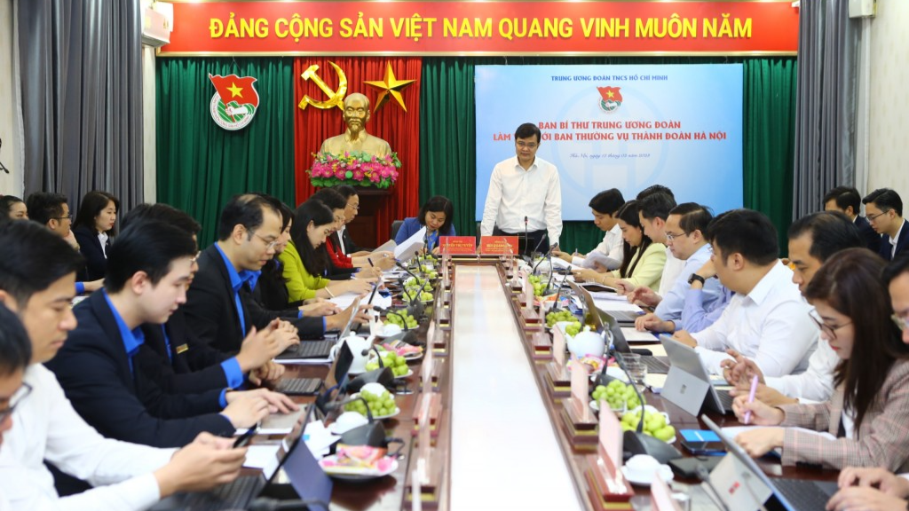 Bí thư thứ nhất Trung ương Đoàn Bùi Quang Huy phát biểu định hướng hội nghị 