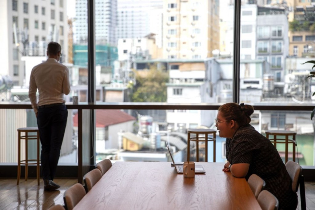 Một không gian làm việc chung, ở thành phố Hồ Chí Minh (Ảnh: Bloomberg)