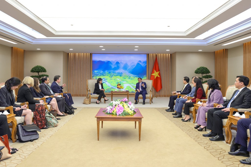 Về hợp tác đa phương, Thủ tướng Chính phủ đánh giá cao việc Hoa Kỳ đăng cai APEC 2023 và khẳng định Việt Nam sẽ phối hợp chặt chẽ với Hoa Kỳ và các thành viên APEC hướng tới thành công của Năm APEC 2023 - Ảnh: VGP/Nhật Bắc
