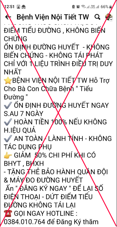 Cảnh báo giả mạo trang thông tin của BV Nội tiết Trung ương để lừa đảo